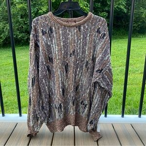 NWOT Chequers vintage L sweater pullover vtg tan brown beige indie boho